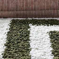 Tapis à poils longs - Imilchil (blanc/vert)