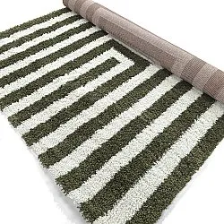 Tapis à poils longs - Imilchil (blanc/vert)