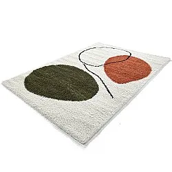 Tapis à poils longs - Sanghar (blanc/orange/vert)
