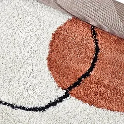 Tapis à poils longs - Sanghar (blanc/orange/vert)