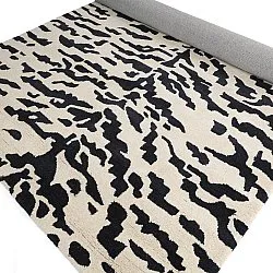 Tapis shaggy - Zebra Tufted Wool Premium (blanc/noir)