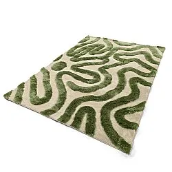 Tapis shaggy - Akaba (crème/vert)