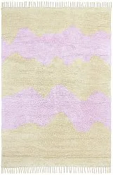 Tapis à poils longs - Amira Natural Cotton Shaggy (beige/violet)