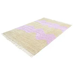 Tapis à poils longs - Amira Natural Cotton Shaggy (beige/violet)