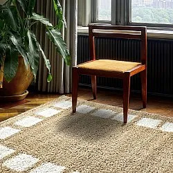 Tapis à poils longs - Asilah (beige/blanc)