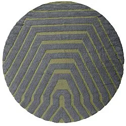 Tapis rond - Callista Natural Cotton Shaggy (noir/vert)