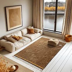Tapis à poils longs - Celina Natural Cotton Shaggy (marron/orange)