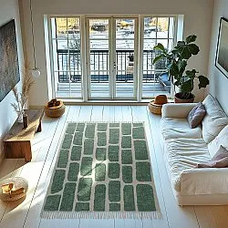 Tapis à poils longs - Cyrus Natural Cotton Shaggy (vert)