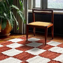Tapis à poils longs - Gordes (orange/blanc)