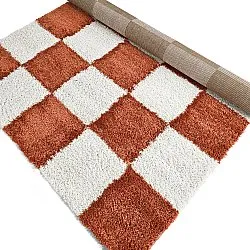 Tapis à poils longs - Gordes (orange/blanc)