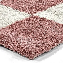 Tapis à poils longs - Gordes (rose/blanc)