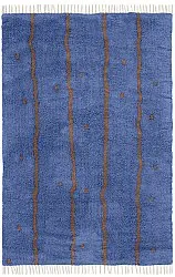 Tapis à poils longs - Leora Natural Cotton Shaggy (bleu/marron)