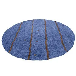 Tapis rond - Leora Natural Cotton Shaggy (bleu/marron)