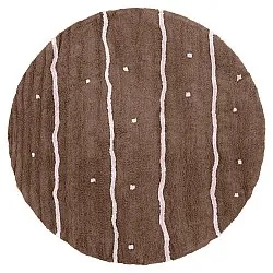 Tapis rond - Leora Natural Cotton Shaggy (marron/violet)