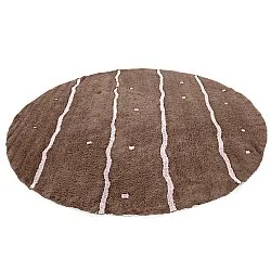 Tapis rond - Leora Natural Cotton Shaggy (marron/violet)