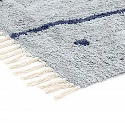 Tapis à poils longs - Leora Natural Cotton Shaggy (gris/bleu)