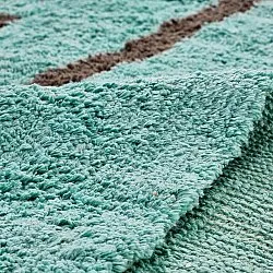 Tapis à poils longs - Leora Natural Cotton Shaggy (turquoise/marron)