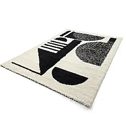 Tapis à poils longs - Maron (noir/blanc)