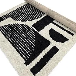 Tapis à poils longs - Maron (noir/blanc)
