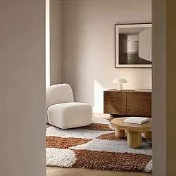 Tapis shaggy - Kalymnos Natural Cotton Shaggy (blanc cassé/ocre)