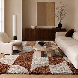 Tapis shaggy - Kalymnos Natural Cotton Shaggy (blanc cassé/ocre)