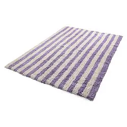 Tapis shaggy - Thira Stripe Cotton Shaggy (crème/violet clair)