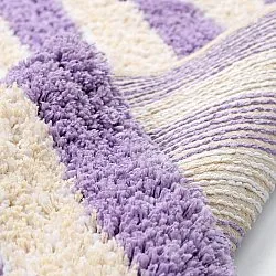 Tapis shaggy - Thira Stripe Cotton Shaggy (crème/violet clair)