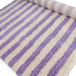 Tapis shaggy - Thira Stripe Cotton Shaggy (crème/violet clair)