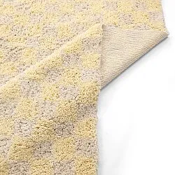 Tapis shaggy - Methoni Check Cotton Shaggy (crème/jaune clair)