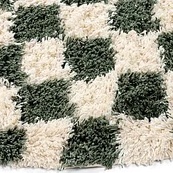 Tapis rond - Methoni Check Cotton Shaggy (crème/vert)