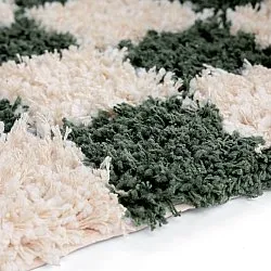 Tapis shaggy - Methoni Check Cotton Shaggy (crème/vert)