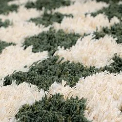 Tapis rond - Methoni Check Cotton Shaggy (crème/vert)