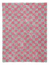 Tapis shaggy - Methoni Check Cotton Shaggy (bleu clair/rose clair)