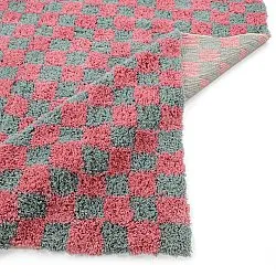 Tapis shaggy - Methoni Check Cotton Shaggy (bleu clair/rose clair)