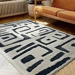 Tapis moelleux - Palmyra (blanc/bleu marine)