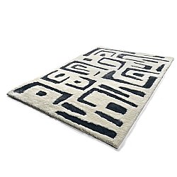Tapis shaggy - Palmyra (blanc/bleu marine)