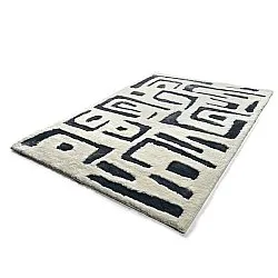 Tapis moelleux - Palmyra (blanc/bleu marine)