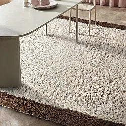 Tapis shaggy - Sagres Natural Cotton Shaggy (blanc cassé/marron)