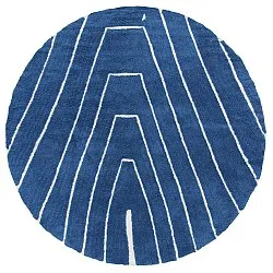Tapis rond - Sivia Natural Cotton Shaggy (bleu)