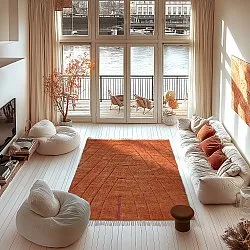 Tapis à poils longs - Sivia Natural Cotton Shaggy (rouge/orange)