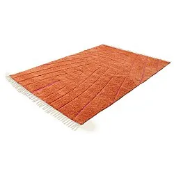 Tapis à poils longs - Sivia Natural Cotton Shaggy (rouge/orange)