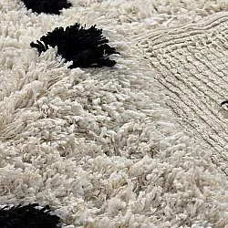 Tapis shaggy - Soria Natural Cotton Shaggy (blanc cassé/noir)