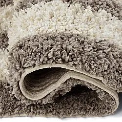 Tapis shaggy - Thira Stripe Cotton Shaggy (crème/taupe)