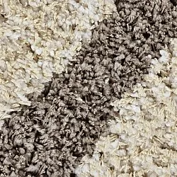 Tapis shaggy - Thira Stripe Cotton Shaggy (crème/taupe)