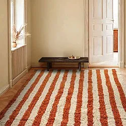 Tapis shaggy - Thira Stripe Cotton Shaggy (jaune clair/orange clair)