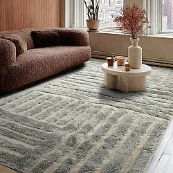 Tapis shaggy - Tyros (crème/gris)