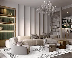 Tapis Wilton - Santi (blanc/noir)