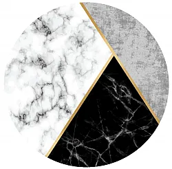 Tapis rond - Savino (noir/blanc/gris)