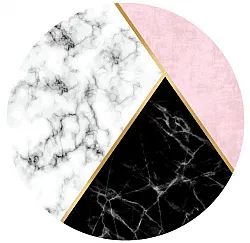 Tapis rond - Savino (noir/blanc/rose)