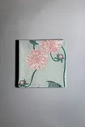 Serviettes de table en tissu - lot de 4 Alyssa (vert/rose)